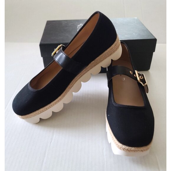 Silent D MIMI Mary Jane Platform Shoes Black US 9.5 EU 41 Canvas Funky NEW
